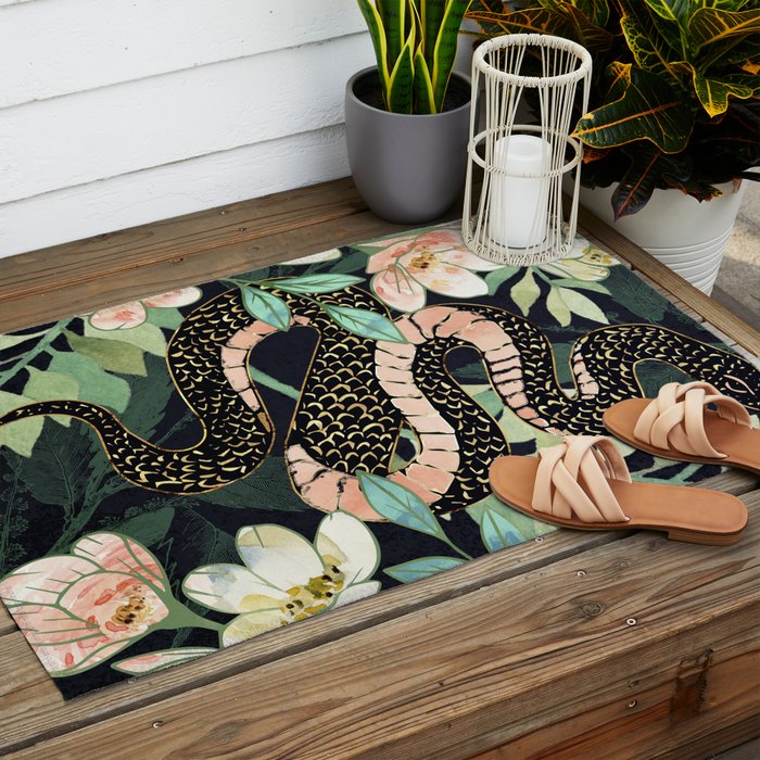 Metallic Floral Snake Outdoor Rug Gallery Image 2