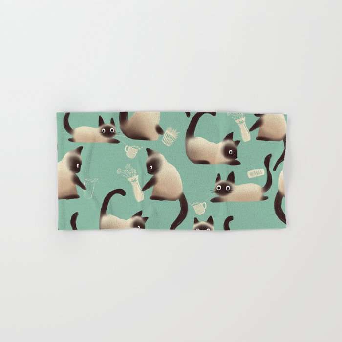 Bad Siamese Cats Knocking Stuff Over Bath Towel Gallery Image 1