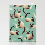 Bad Siamese Cats Knocking Stuff Over Stationery Card Gallery Image 2