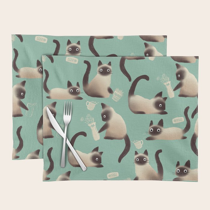Bad Siamese Cats Knocking Stuff Over Placemat Gallery Image 1