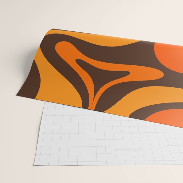Mod Swirl Retro Abstract Pattern in 70s Brown and Orange  Wrapping Paper Gallery Image 2