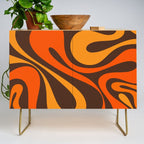 Mod Swirl Retro Abstract Pattern in 70s Brown and Orange  Credenza Gallery Image 1