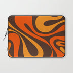 Mod Swirl Retro Abstract Pattern in 70s Brown and Orange  Laptop Sleeve Gallery Image 1