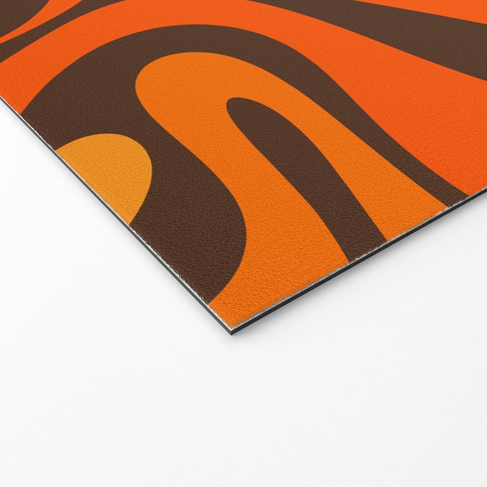 Mod Swirl Retro Abstract Pattern in 70s Brown and Orange  Welcome Mat Gallery Image 2