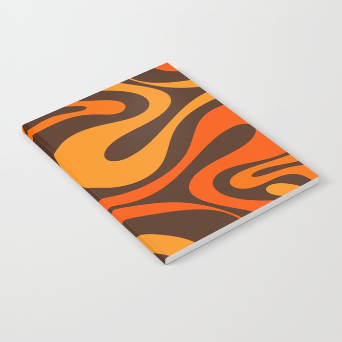 Mod Swirl Retro Abstract Pattern in 70s Brown and Orange  Notebook Gallery Image 2