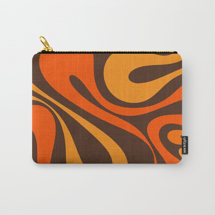 Mod Swirl Retro Abstract Pattern in 70s Brown and Orange  Carry All Pouch Gallery Image 1