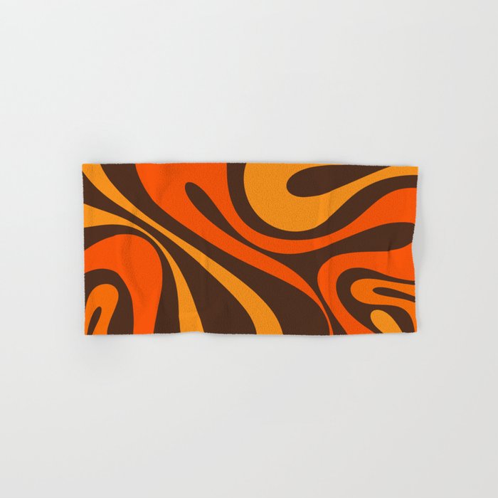 Mod Swirl Retro Abstract Pattern in 70s Brown and Orange  Bath Towel Gallery Image 1