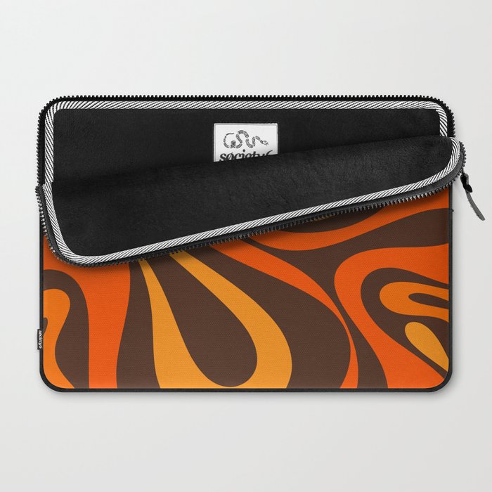 Mod Swirl Retro Abstract Pattern in 70s Brown and Orange  Laptop Sleeve Gallery Image 2