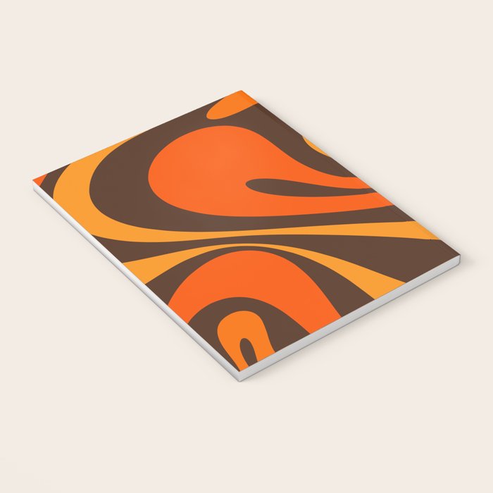 Mod Swirl Retro Abstract Pattern in 70s Brown and Orange  Notebook Gallery Image 3