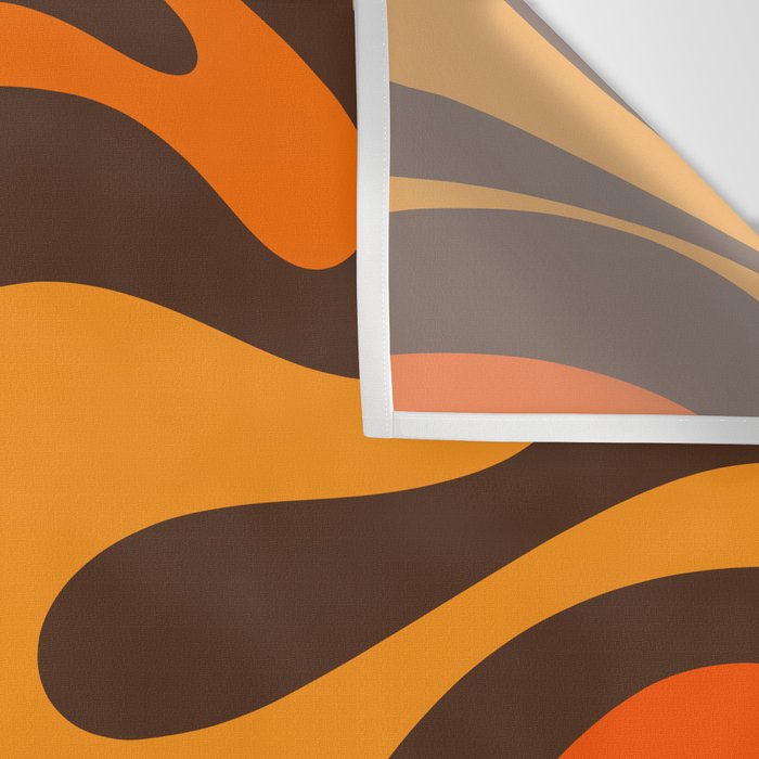 Mod Swirl Retro Abstract Pattern in 70s Brown and Orange  Wall Tapestry Gallery Image 3