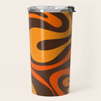 Mod Swirl Retro Abstract Pattern in 70s Brown and Orange  Travel Mug Gallery Image 2