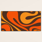 Mod Swirl Retro Abstract Pattern in 70s Brown and Orange  Desk Mat Gallery Image 3