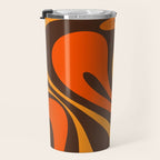 Mod Swirl Retro Abstract Pattern in 70s Brown and Orange  Travel Mug Gallery Image 3