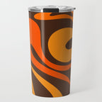 Mod Swirl Retro Abstract Pattern in 70s Brown and Orange  Travel Mug Gallery Image 1