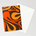 Mod Swirl Retro Abstract Pattern in 70s Brown and Orange  Stationery Card Gallery Image 2