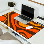 Mod Swirl Retro Abstract Pattern in 70s Brown and Orange  Desk Mat Gallery Image 2