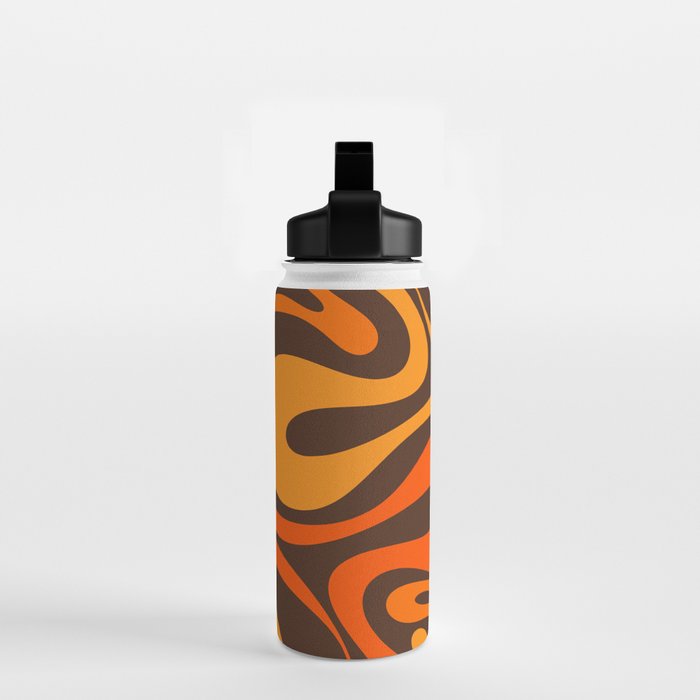 Mod Swirl Retro Abstract Pattern in 70s Brown and Orange  Water Bottle Gallery Image 2