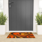Mod Swirl Retro Abstract Pattern in 70s Brown and Orange  Welcome Mat Gallery Image 3