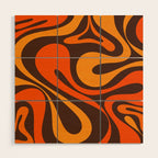 Mod Swirl Retro Abstract Pattern in 70s Brown and Orange  Wood Wall Art Gallery Image 1