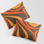 Mod Swirl Retro Abstract Pattern in 70s Brown and Orange  Pillow Sham Gallery Image 3