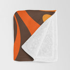 Mod Swirl Retro Abstract Pattern in 70s Brown and Orange  Throw Blanket Gallery Image 3