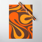Mod Swirl Retro Abstract Pattern in 70s Brown and Orange  Wrapping Paper Gallery Image 1