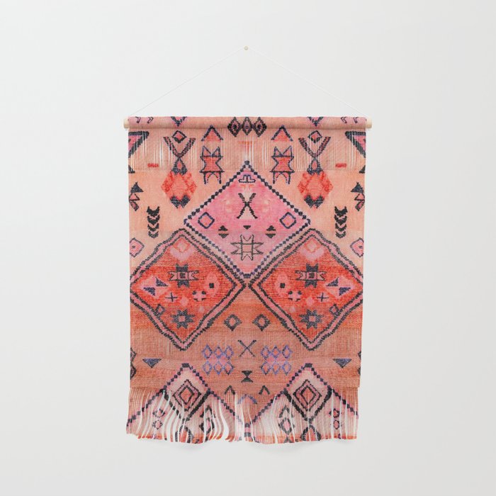 Bohemian Berber Orange Handmade Moroccan Fabric Texture Wall Hanging Gallery Image 1