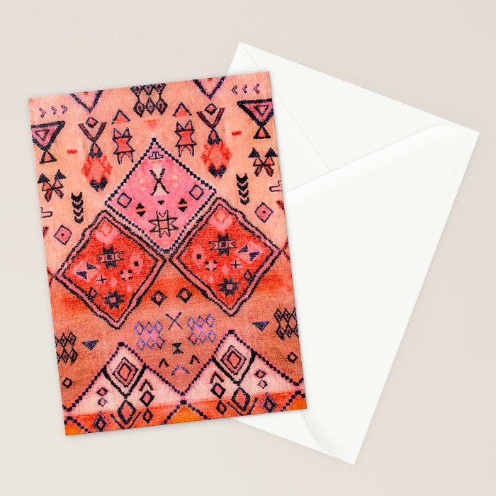 Bohemian Berber Orange Handmade Moroccan Fabric Texture Stationery Card Gallery Image 2