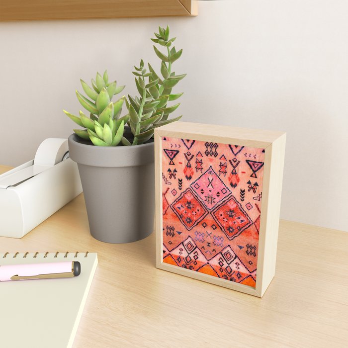 Bohemian Berber Orange Handmade Moroccan Fabric Texture Mini Art Print Gallery Image 2