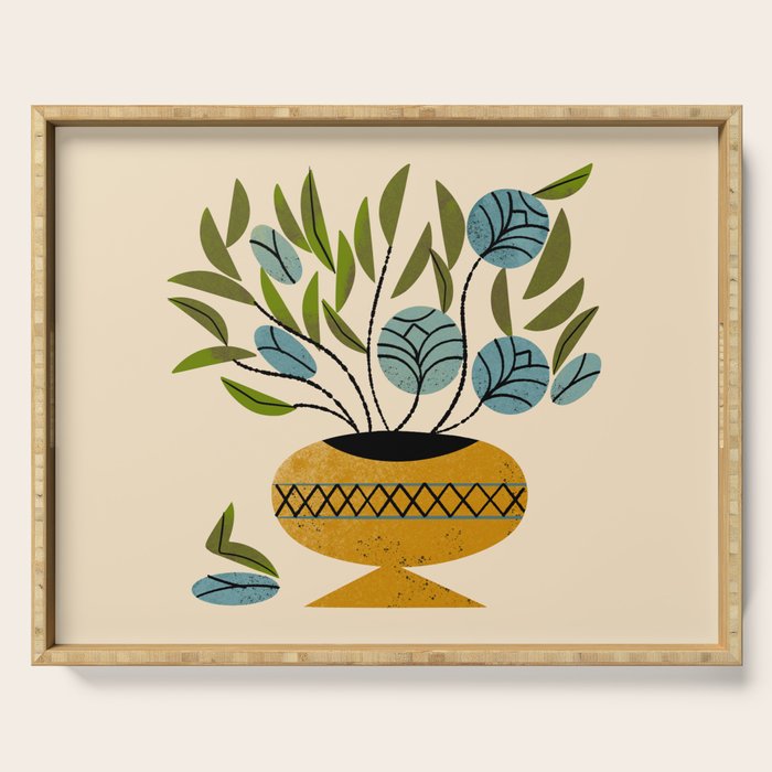 Bouquet in Gold Vase Serving Tray Gallery Image 1