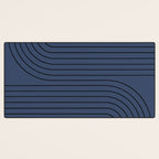 Minimal Line Curvature IV Navy Blue Mid Century Modern Arch Abstract Desk Mat Gallery Image 3