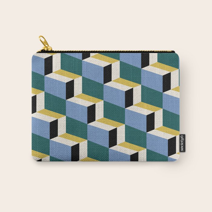 Cuboid Geometric Abstract Shapes Pattern XXXV Carry All Pouch Gallery Image 1