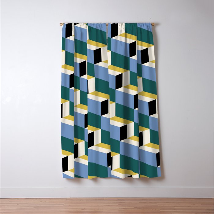Cuboid Geometric Abstract Shapes Pattern XXXV Window Curtain Gallery Image 3