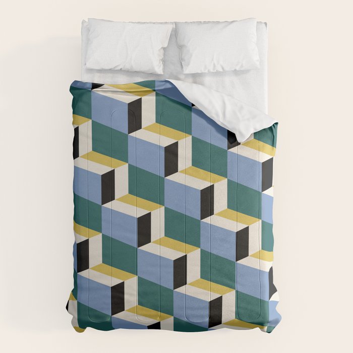 Cuboid Geometric Abstract Shapes Pattern XXXV Comforter Gallery Image 6