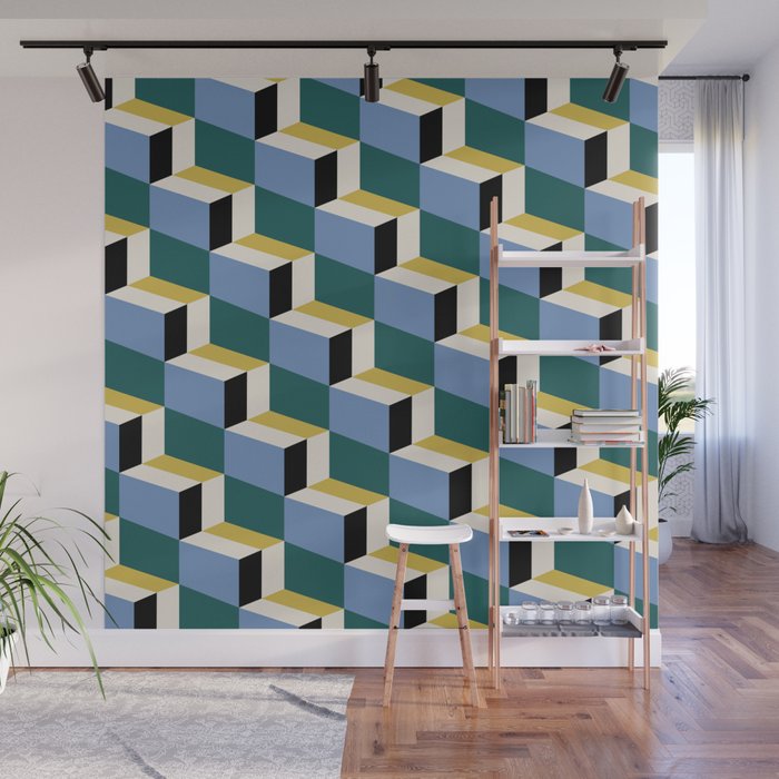 Cuboid Geometric Abstract Shapes Pattern XXXV Wall Mural Gallery Image 1