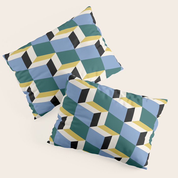 Cuboid Geometric Abstract Shapes Pattern XXXV Pillow Sham Gallery Image 1