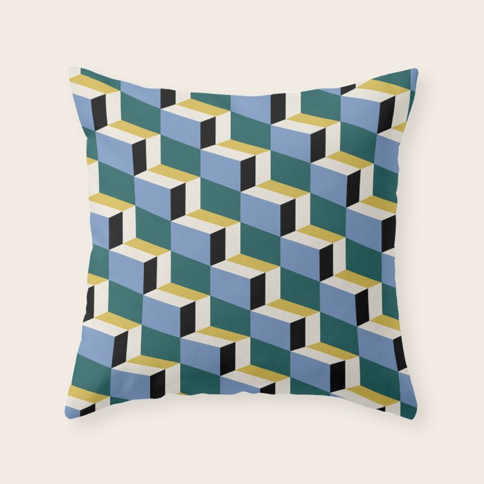 Cuboid Geometric Abstract Shapes Pattern XXXV Throw Pillow Gallery Image 1