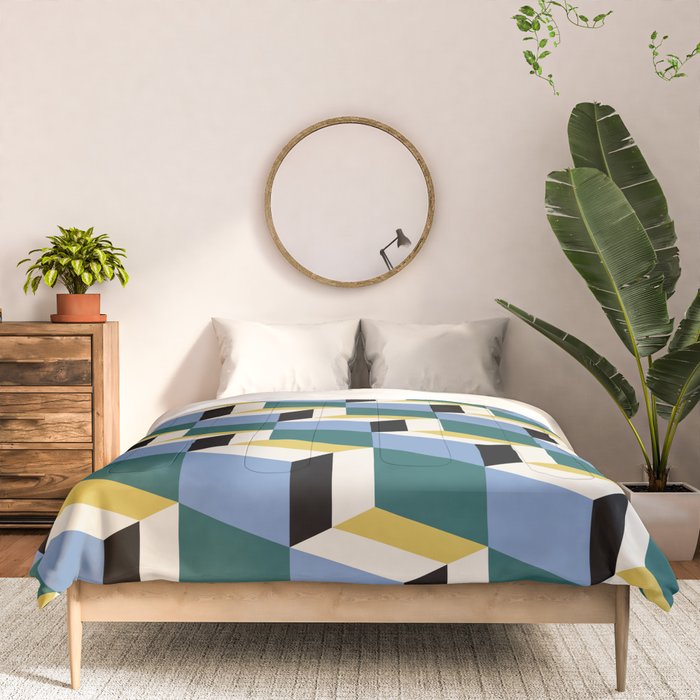 Cuboid Geometric Abstract Shapes Pattern XXXV Comforter Gallery Image 3