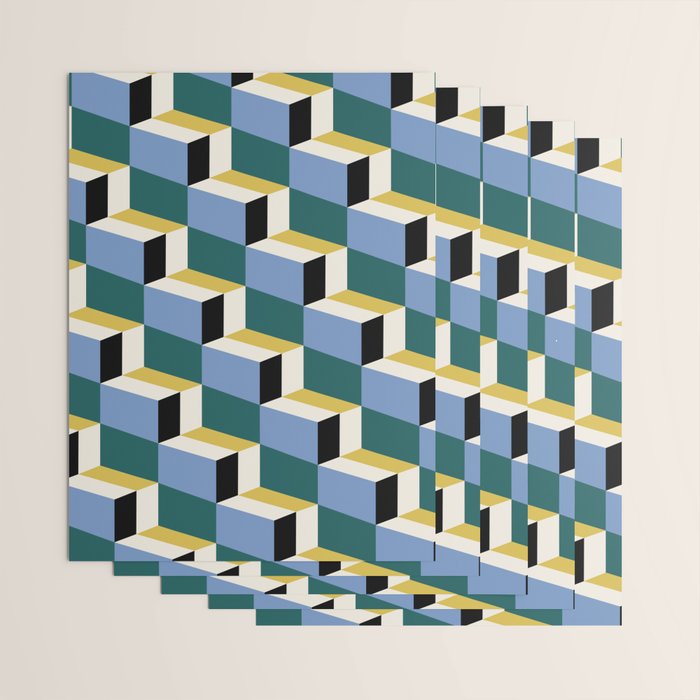 Cuboid Geometric Abstract Shapes Pattern XXXV Wrapping Paper Gallery Image 3