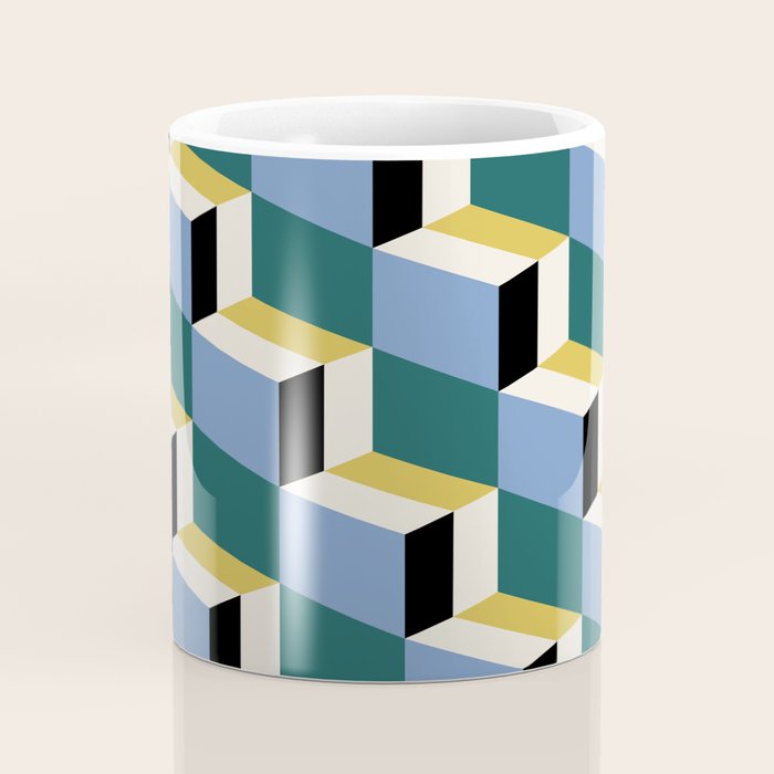 Cuboid Geometric Abstract Shapes Pattern XXXV Coffee Mug Gallery Image 4