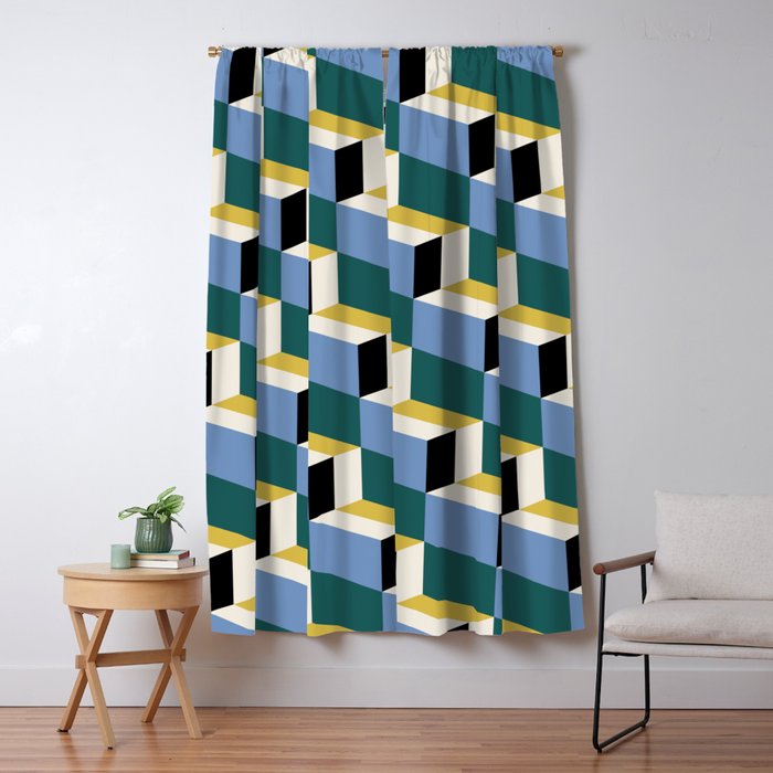 Cuboid Geometric Abstract Shapes Pattern XXXV Window Curtain Gallery Image 5