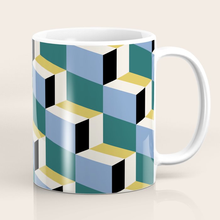 Cuboid Geometric Abstract Shapes Pattern XXXV Coffee Mug Gallery Image 1