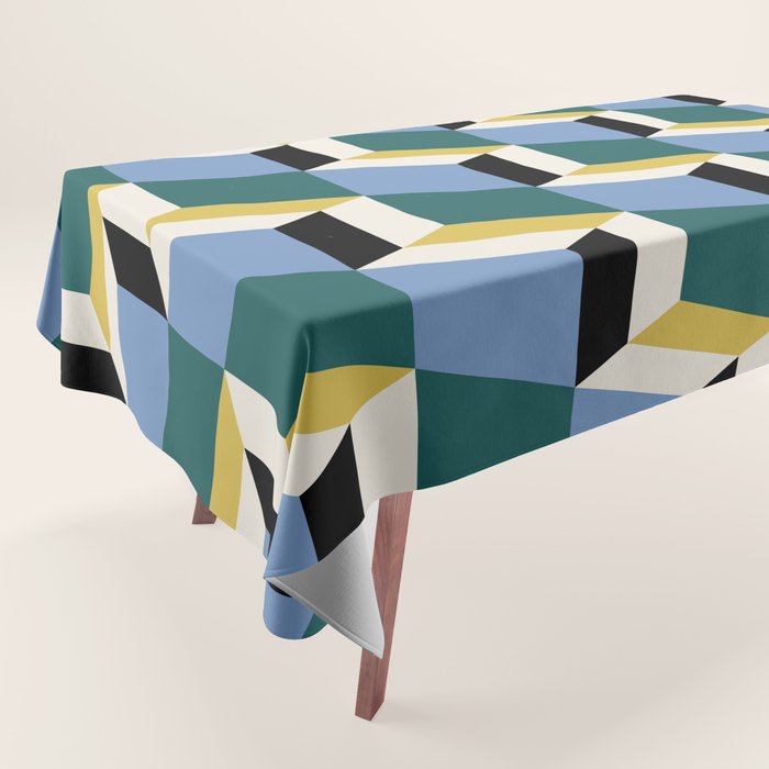 Cuboid Geometric Abstract Shapes Pattern XXXV Tablecloth Gallery Image 1