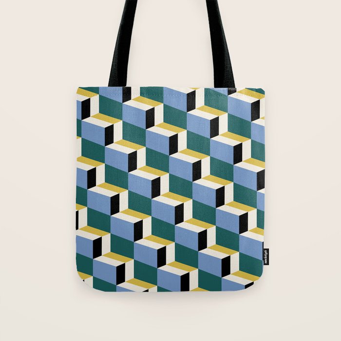 Cuboid Geometric Abstract Shapes Pattern XXXV Tote Bag Gallery Image 1