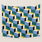 Cuboid Geometric Abstract Shapes Pattern XXXV Wall Tapestry Gallery Image 4
