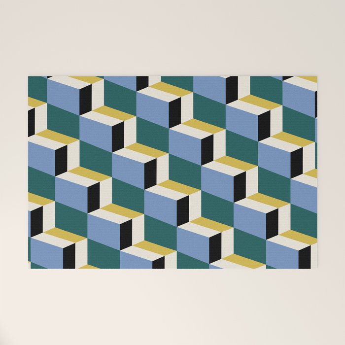 Cuboid Geometric Abstract Shapes Pattern XXXV Welcome Mat Gallery Image 1