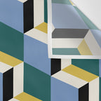 Cuboid Geometric Abstract Shapes Pattern XXXV Wall Tapestry Gallery Image 3