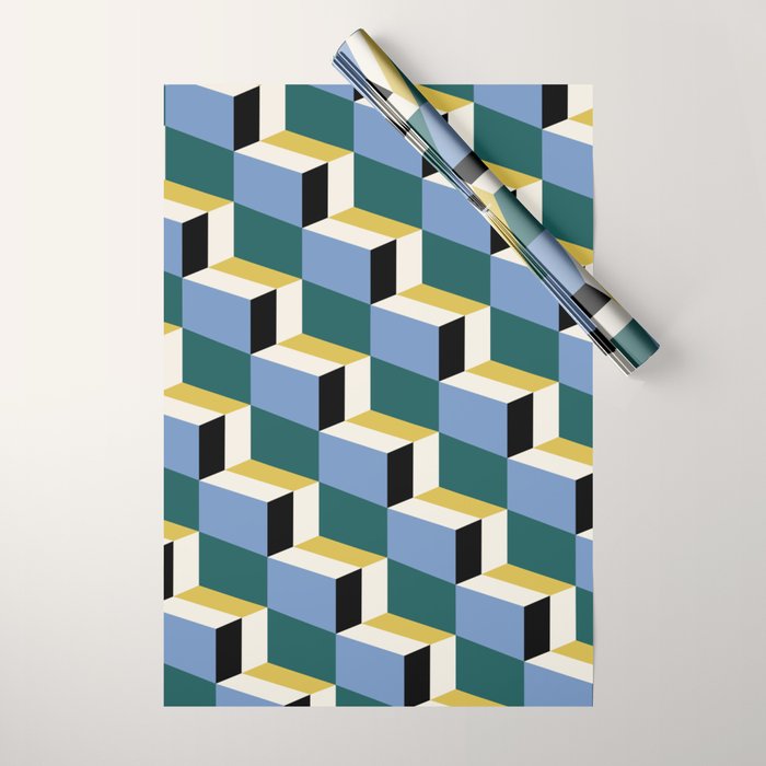Cuboid Geometric Abstract Shapes Pattern XXXV Wrapping Paper Gallery Image 1