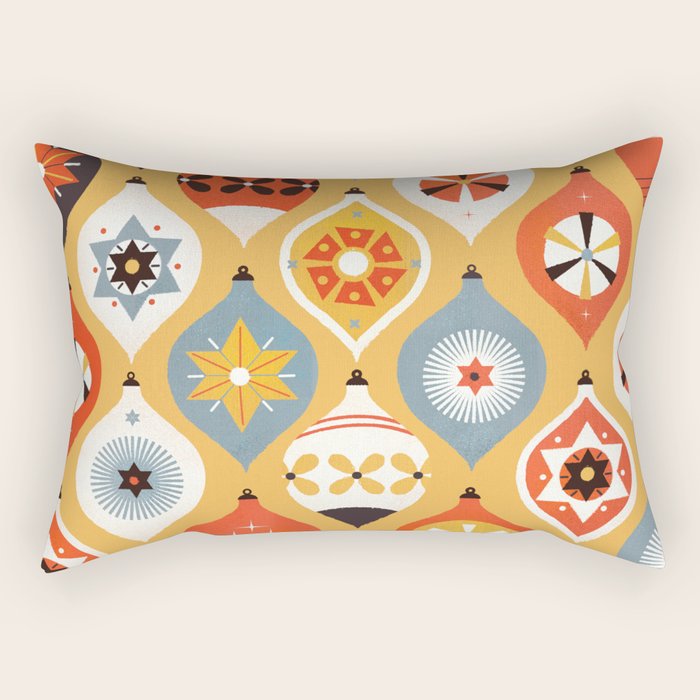 Festive Old-fashioned Christmas Tree Baubles Rectangular Pillow Gallery Image 1