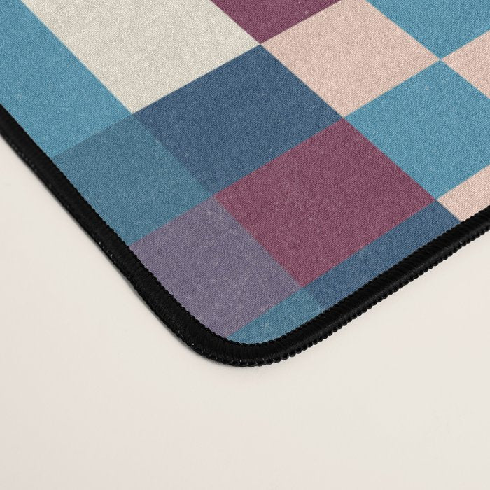 Woven Checks and Stripes Blue Burgundy Desk Mat Gallery Image 4
